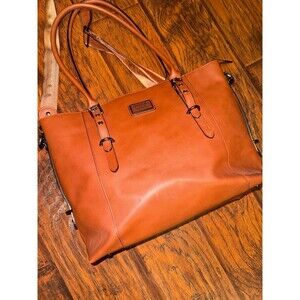 MOSISO 19" Brown Laptop Tote Bag for Women with Durable Handle Briefcase Handbag